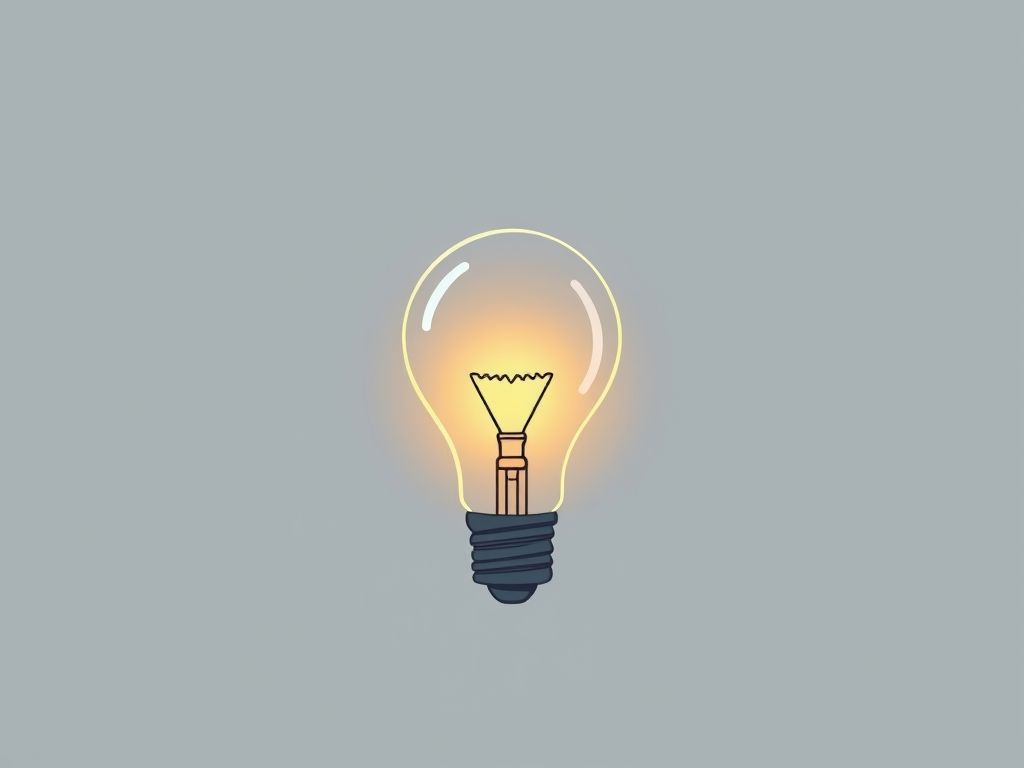 Ilustração minimalista de uma lâmpada parcialmente acesa, representando um Produto Mínimo Viável (MVP).