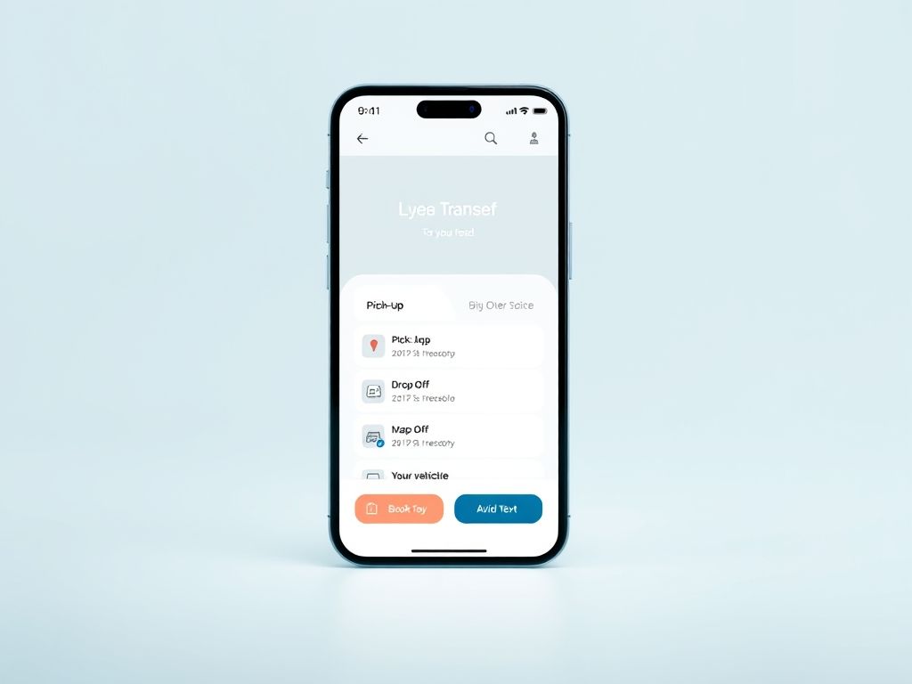 Smartphone mostrando um aplicativo de reservas fácil de usar para serviço de transfer.