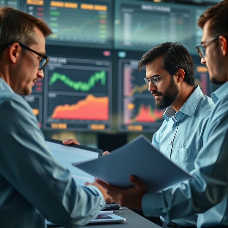 Analistas examinando dados para definir o preço do IPO.