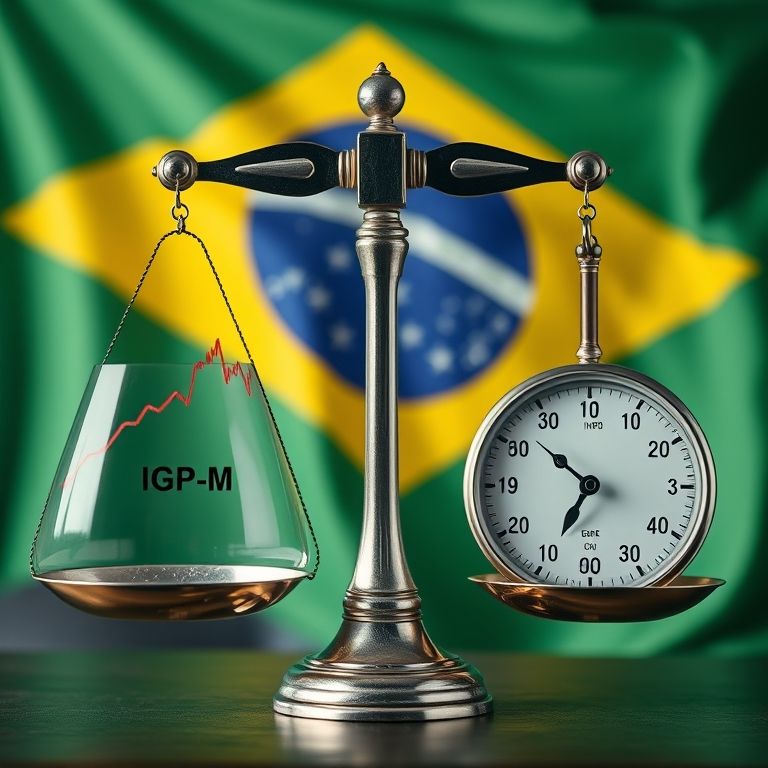 Balança comparando a volatilidade do IGP-M e a estabilidade do IPCA.