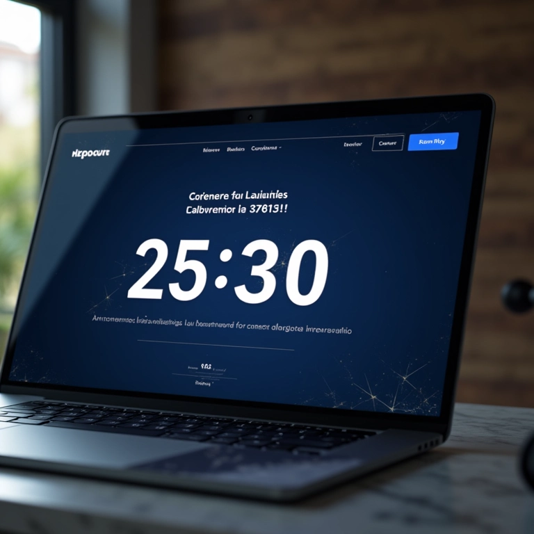 Contagem regressiva chamativa em um site moderno.