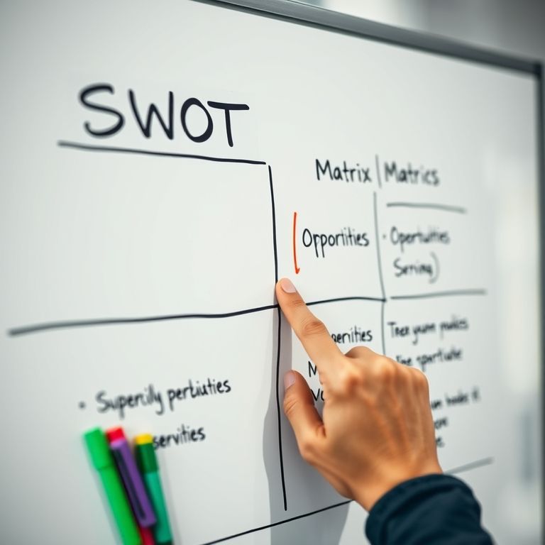 Detalhe de uma matriz SWOT com foco nas oportunidades.