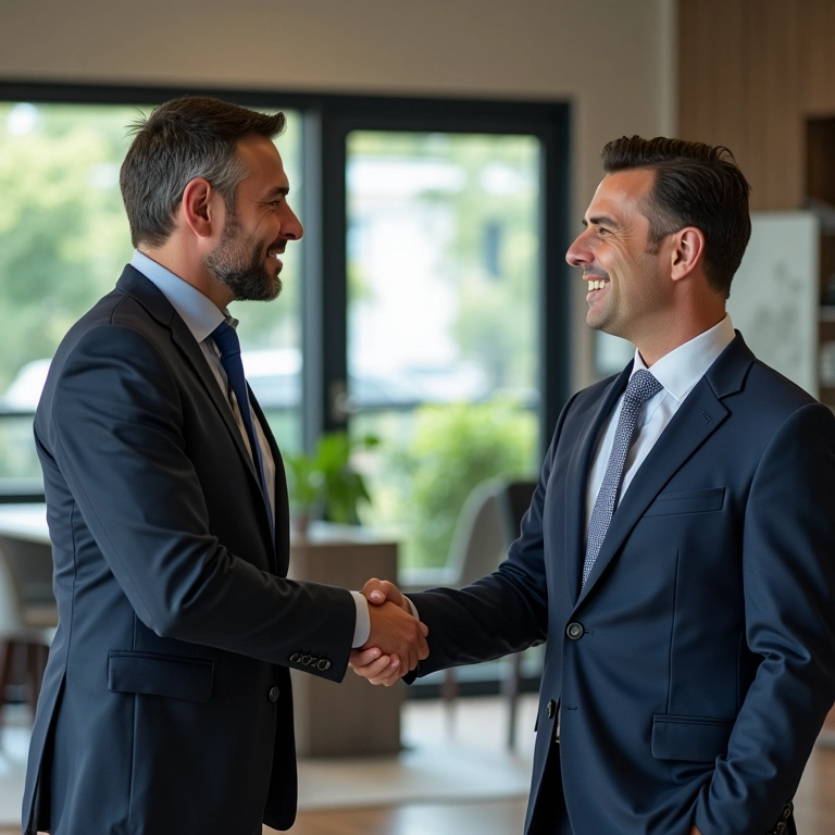 Empreendedor brasileiro fazendo networking estratégico com mentor.