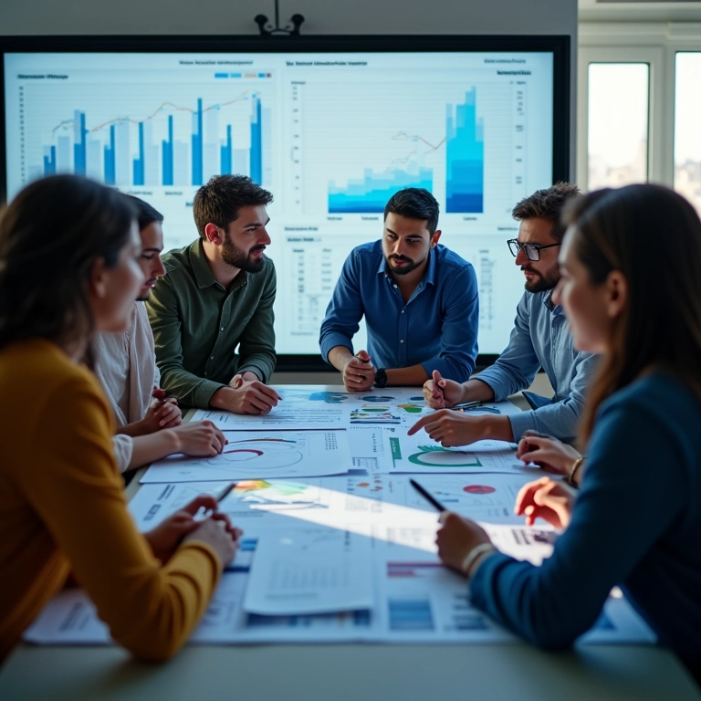 Equipe analisando dados e ajustando estratégias de SEO.