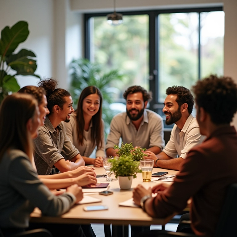 Equipe comemorando os benefícios da implementação do 5S no ambiente de trabalho.