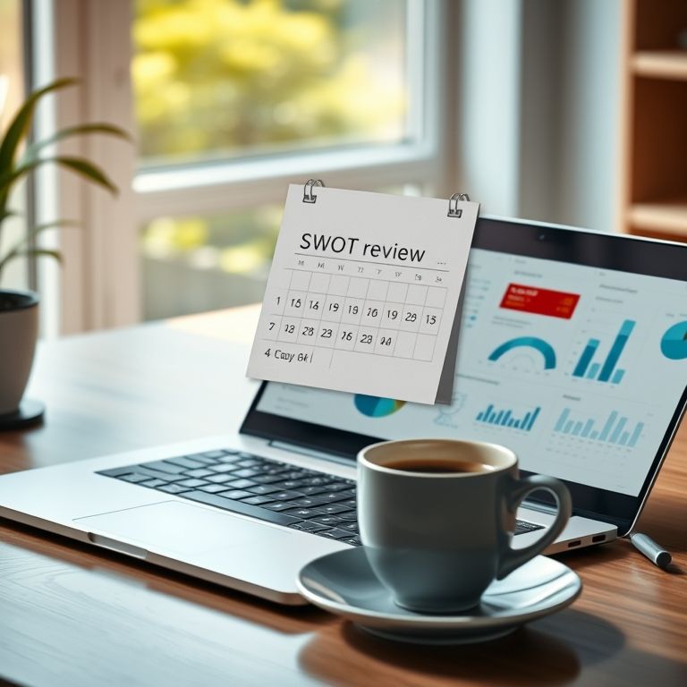 Lembrete no calendário para revisão da análise SWOT.