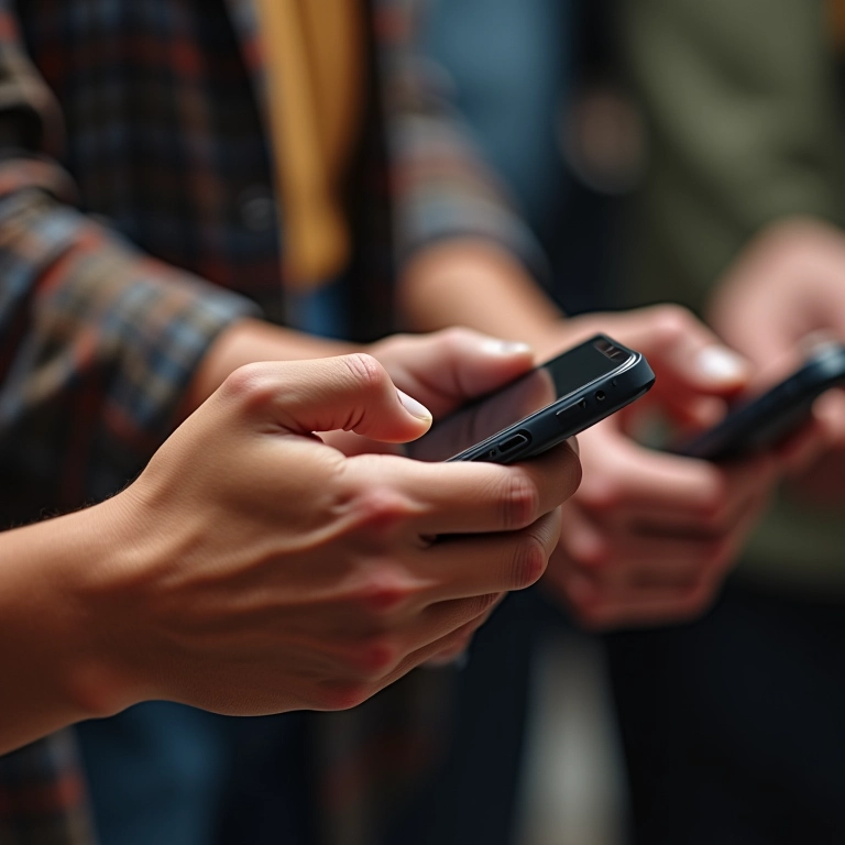 Mãos diversas recebendo conteúdo exclusivo em seus smartphones.