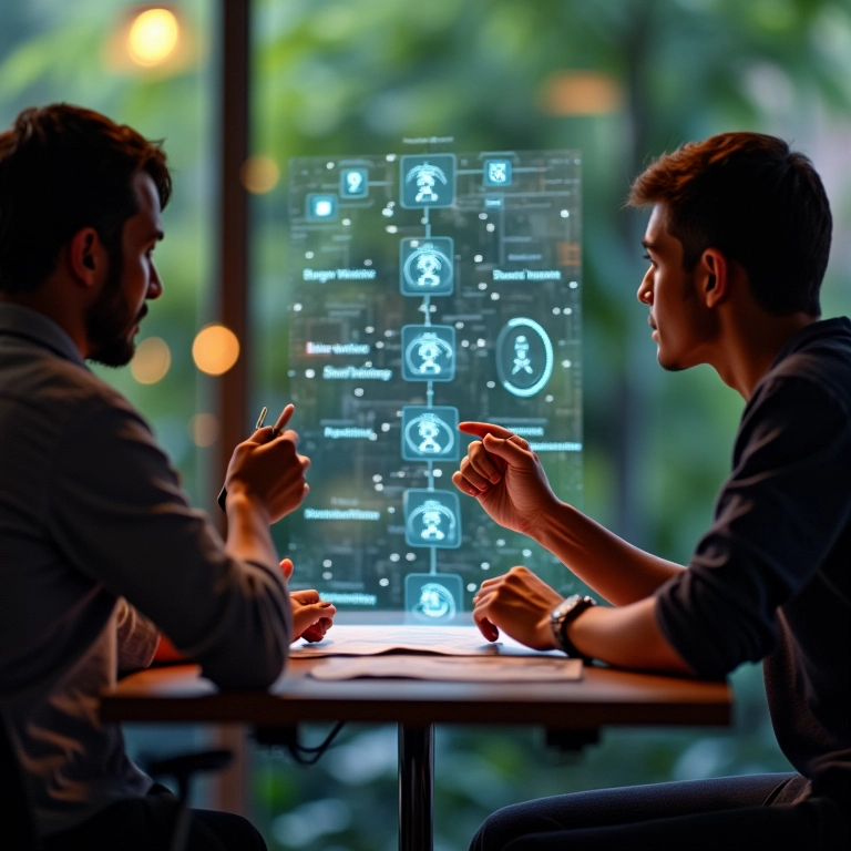 Membros da comunidade votando em proposta dentro de uma DAO, usando interface blockchain.