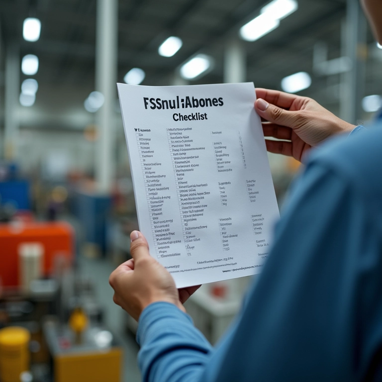 Pessoa usando checklist do 5S em fábrica organizada, seguindo guia prático.