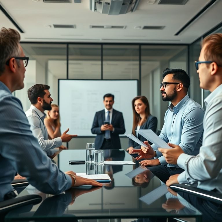 Profissionais apresentando detalhes do IPO a investidores.