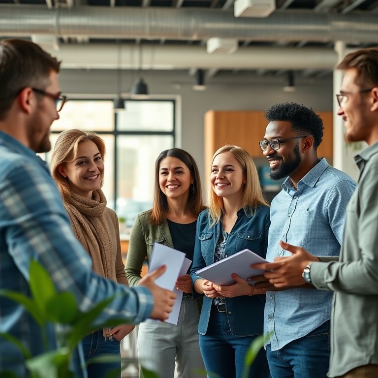 Profissionais diversos em co-working, brainstorming, antifragilidade no trabalho.