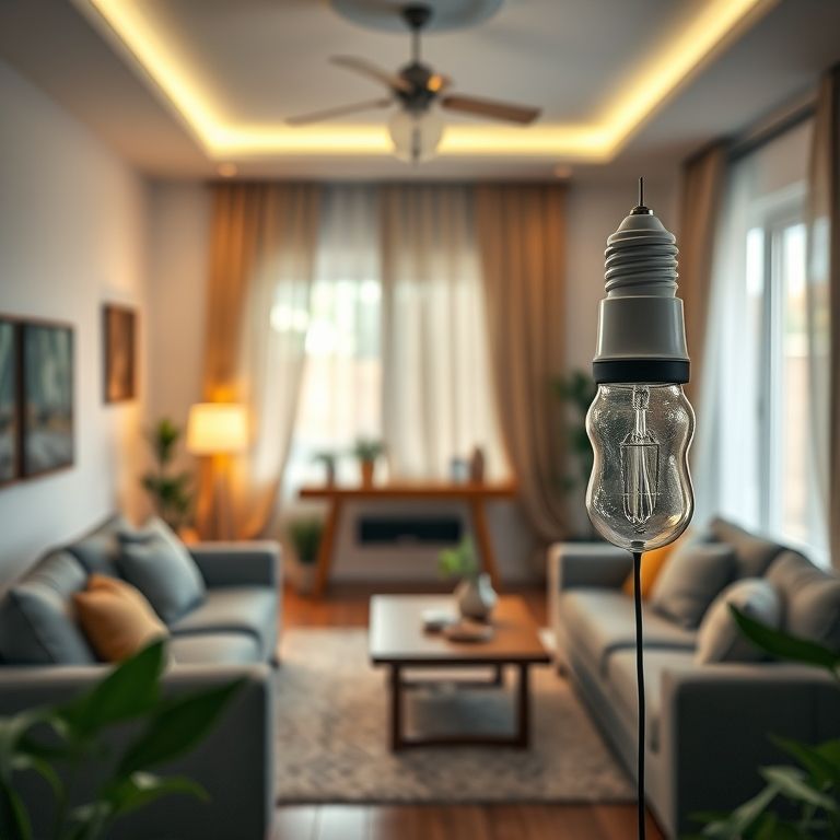 Sala de estar brasileira com iluminação eficiente.