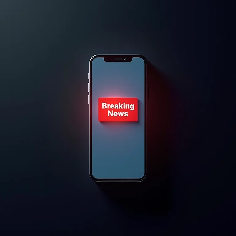 Alerta de notícia de última hora em um smartphone, representando uma notícia relevante.
