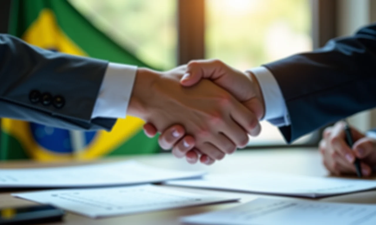 Aperto de mãos formalizando registro de filial