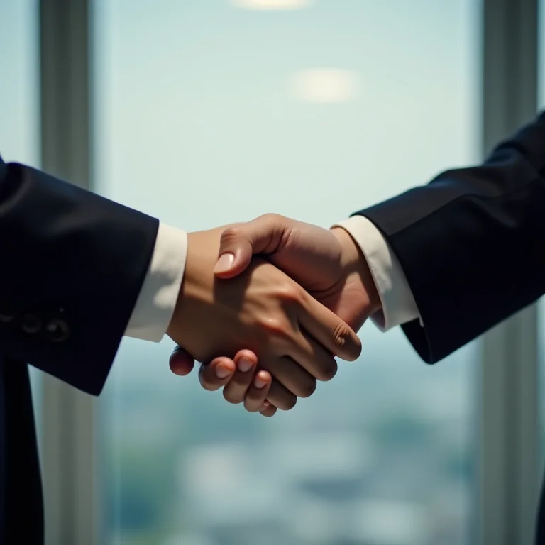 Aperto de mãos simbolizando confiança na economia colaborativa.