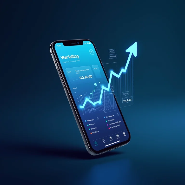 Aplicativo de gestão logística exibido em um smartphone moderno.