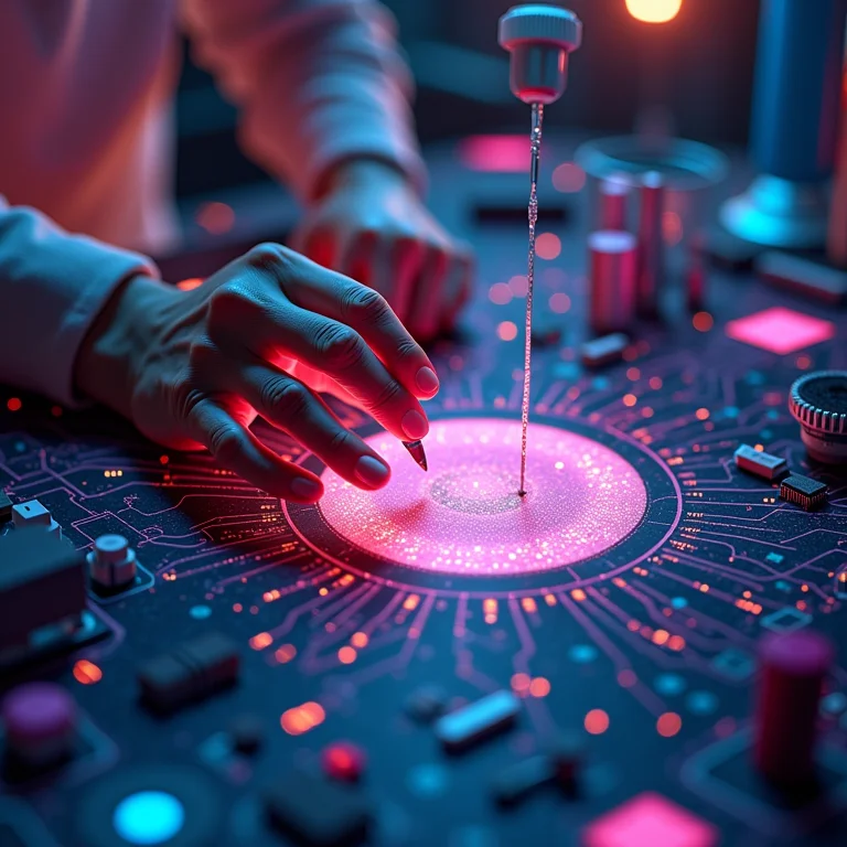 Artista criando arte digital com ferramentas avançadas.