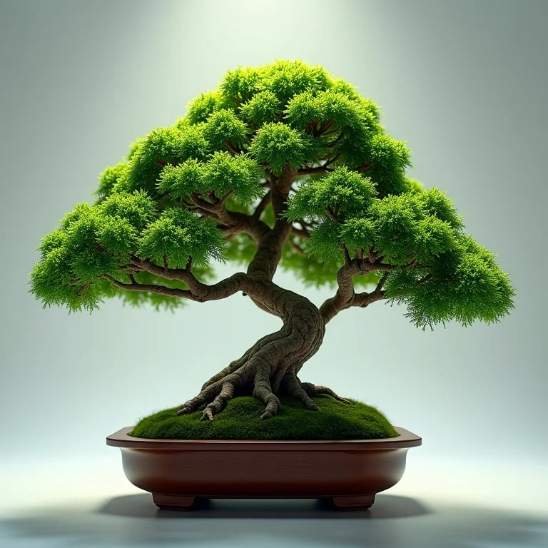 Bonsai cultivado ao longo de muitos anos, representando crescimento a longo prazo