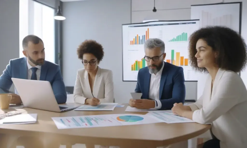 Os 5 melhores BDRs para investir e diversificar em 2025 Brasileiros diversos analisam gráficos de investimento em BDRs.