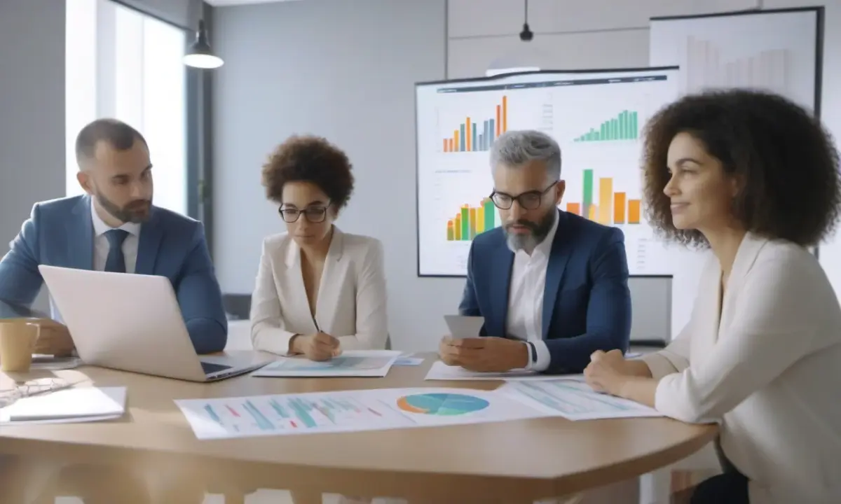 Os 5 melhores BDRs para investir e diversificar em 2025 Brasileiros diversos analisam gráficos de investimento em BDRs.