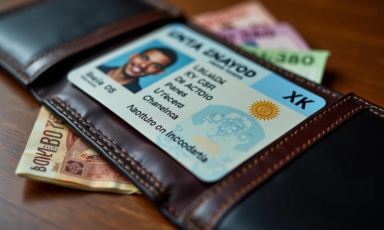 Carteira com documentos de identidade falsos e reais, representando roubo de identidade.