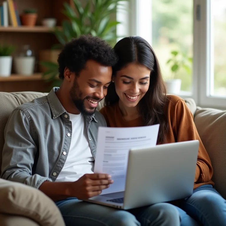Casal analisando informações transparentes sobre financiamento imobiliário online