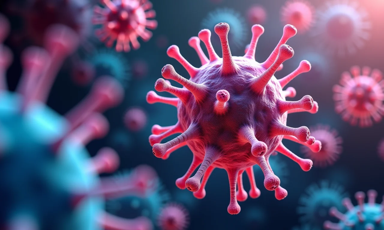Células T atacando células cancerígenas.
