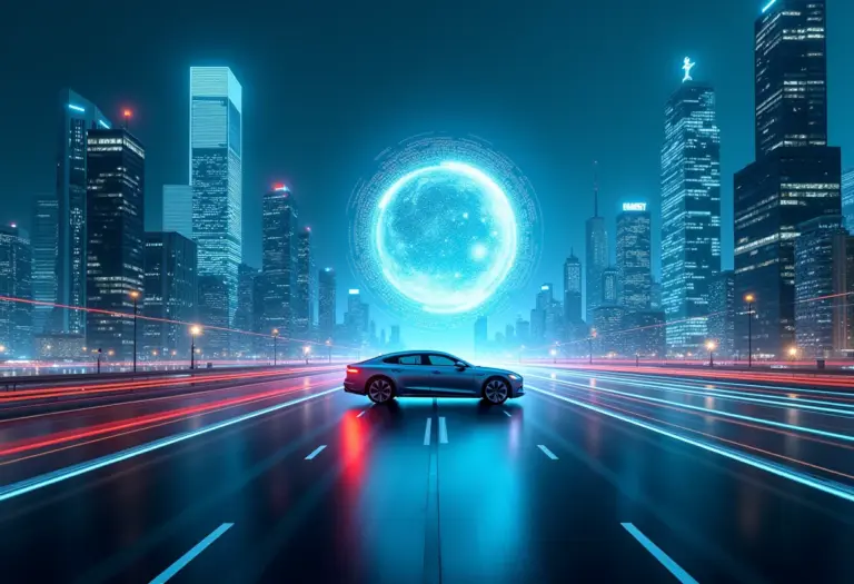 Cidade futurista com elementos de design especulativo.