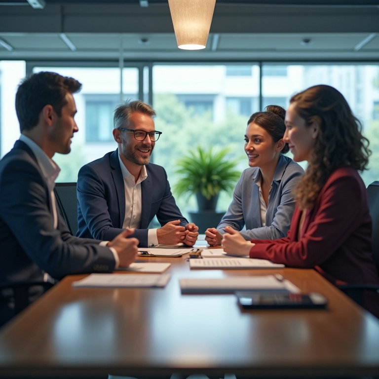 Colaboração entre empresa-mãe e spin-off em espaço de inovação.