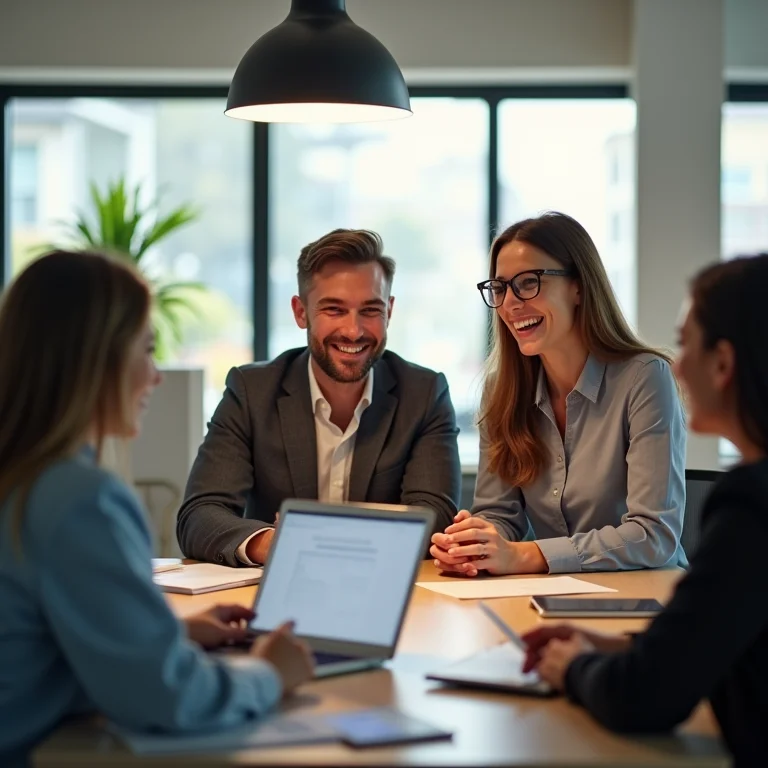 Colaboradores satisfeitos em um ambiente de trabalho positivo