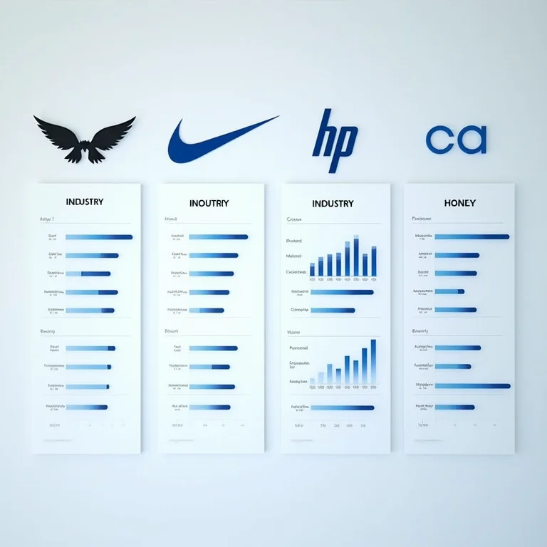 Comparação de empresas do mesmo setor com gráficos comparativos.
