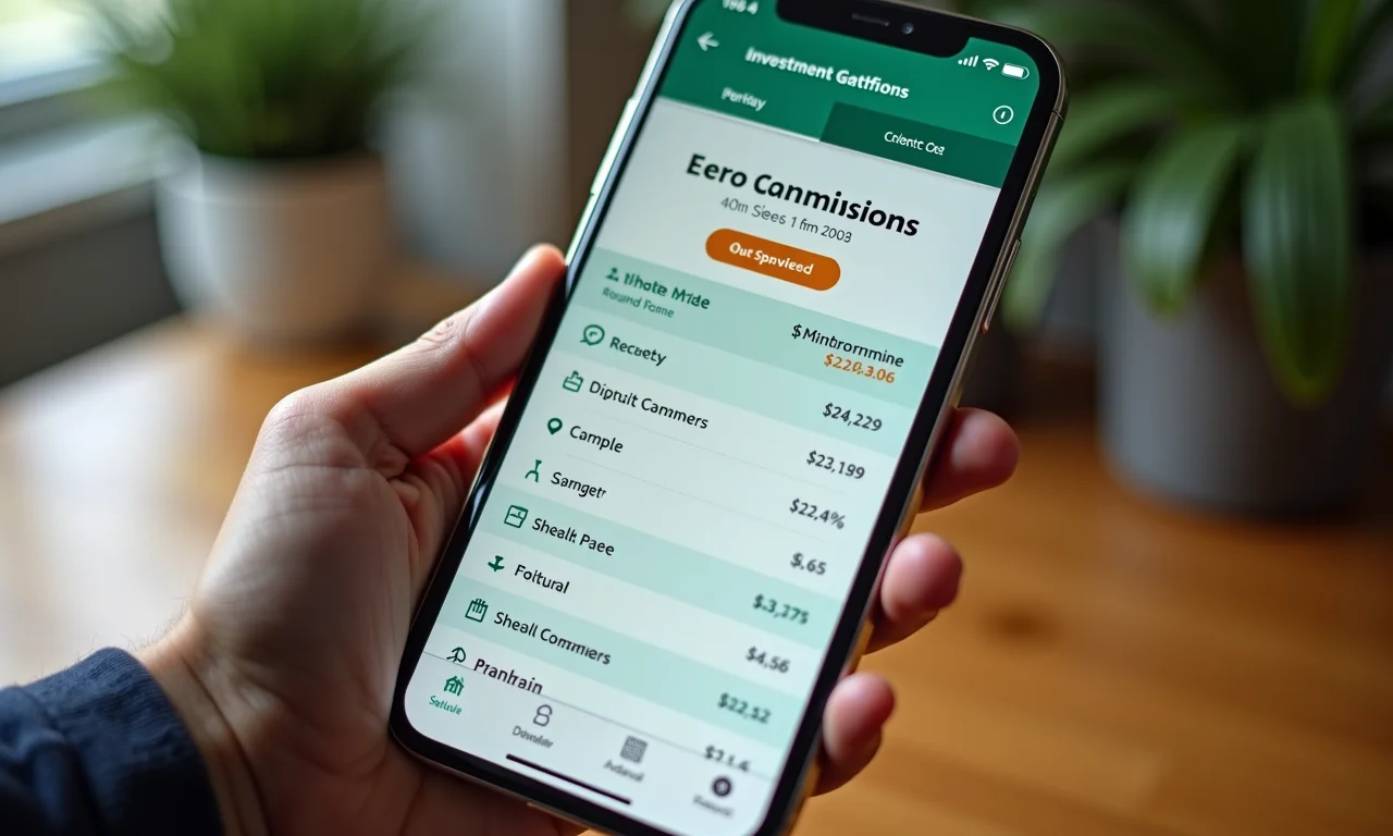Comparativo de taxas de corretagem em app de investimentos.