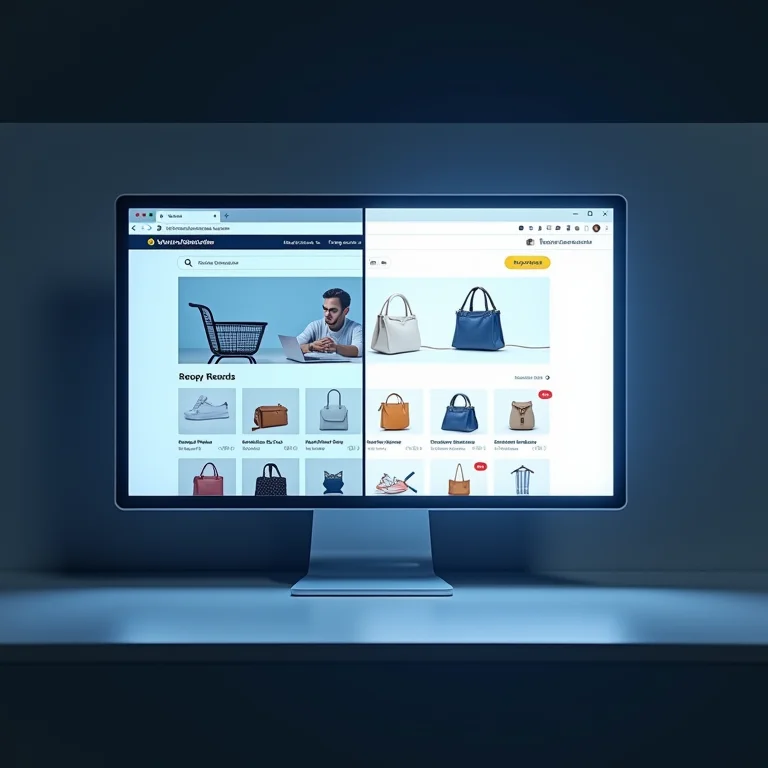 Comparativo visual entre uma loja virtual própria e um marketplace.