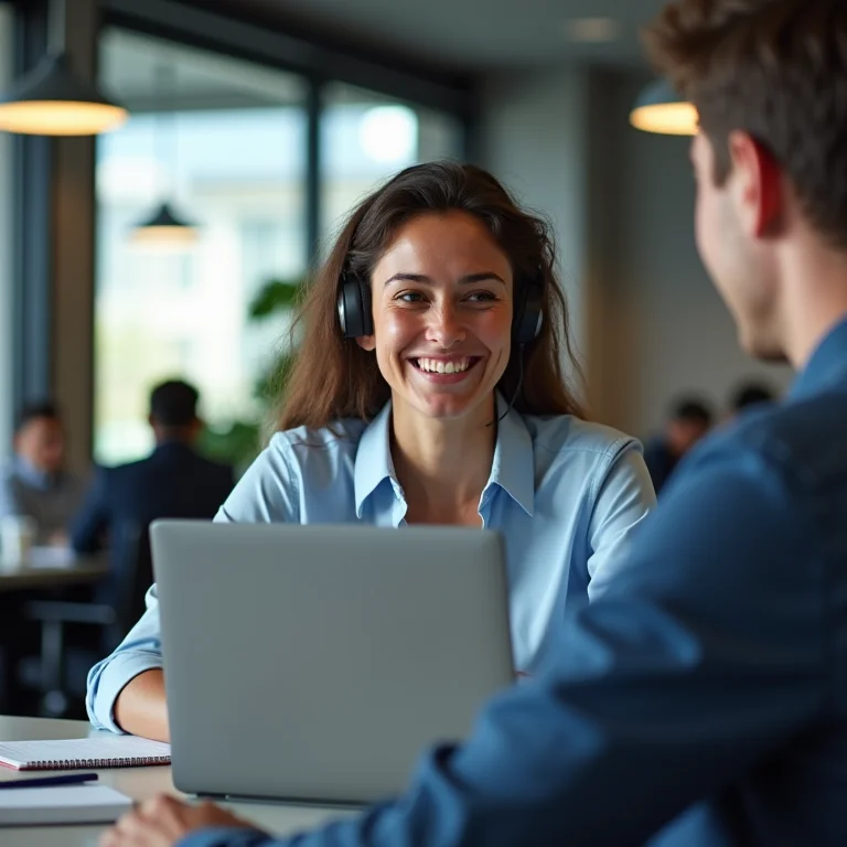 Comunicação aberta e eficaz em videochamada com equipe diversa.