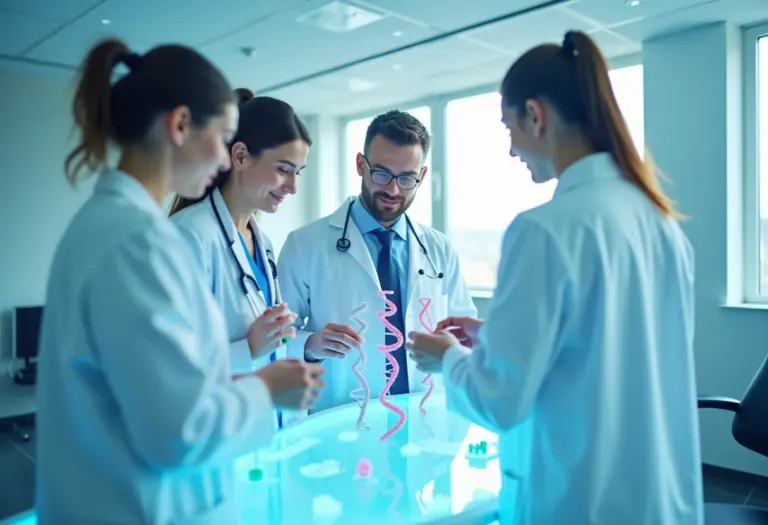 Conceito de medicina de precisão com foco em DNA e tratamento personalizado.