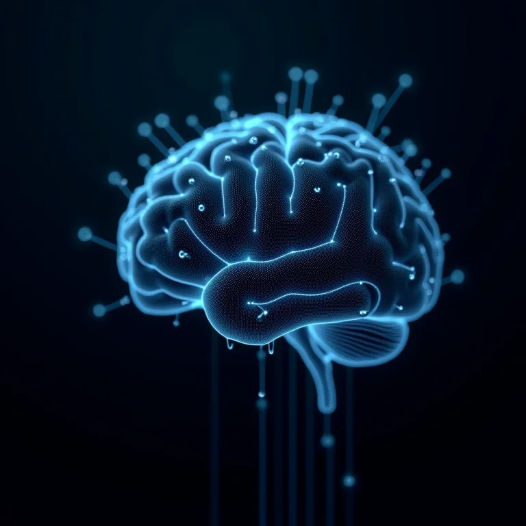 Conexões neurais digitais representando o letramento digital e a capacidade de inovação.