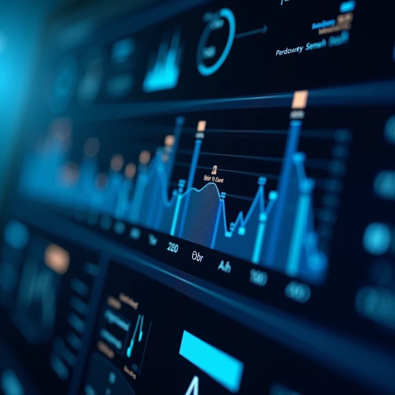 Dashboard com métricas de produtividade e desempenho.