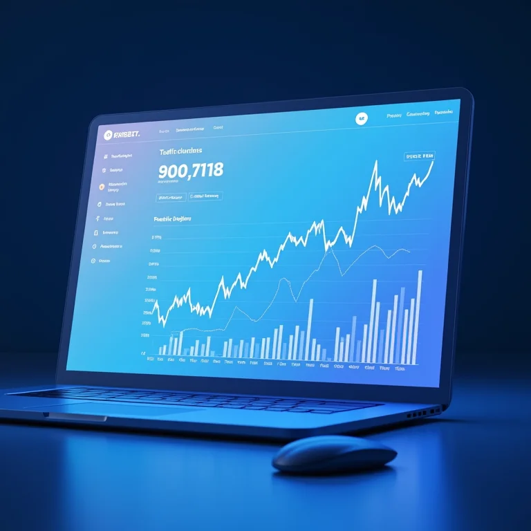 Dashboard de analytics mostrando crescimento de tráfego orgânico
