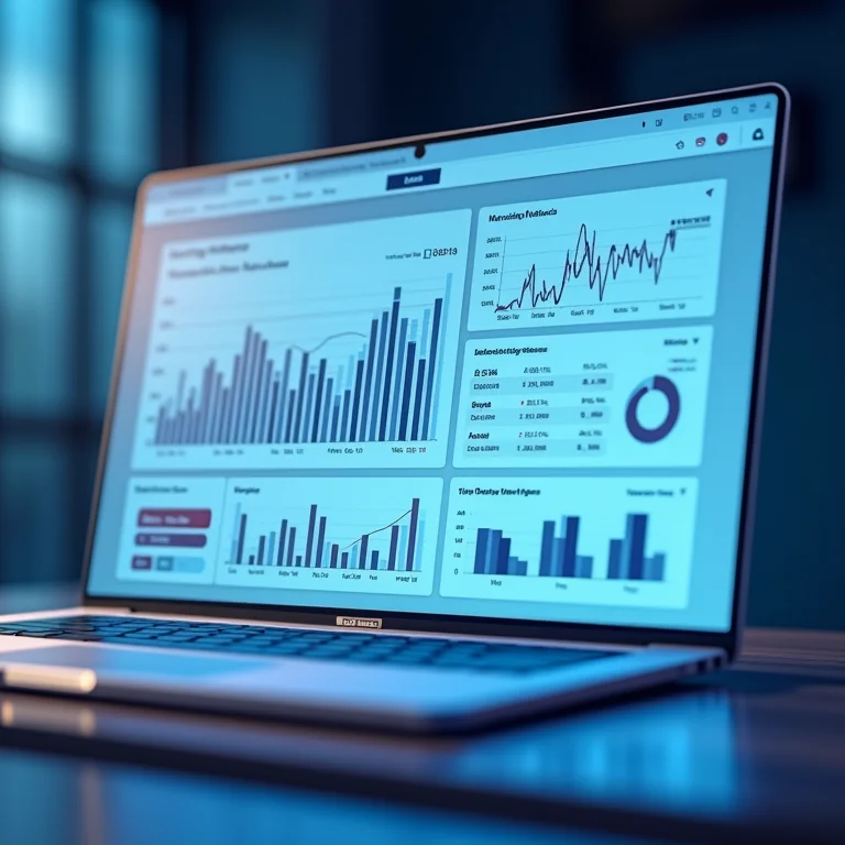 Dashboard de dados com análises de marketing e vendas.