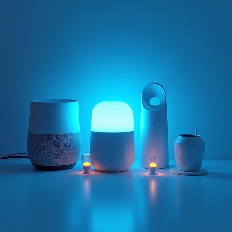 Dispositivos domésticos inteligentes interconectados em um ecossistema IoT.