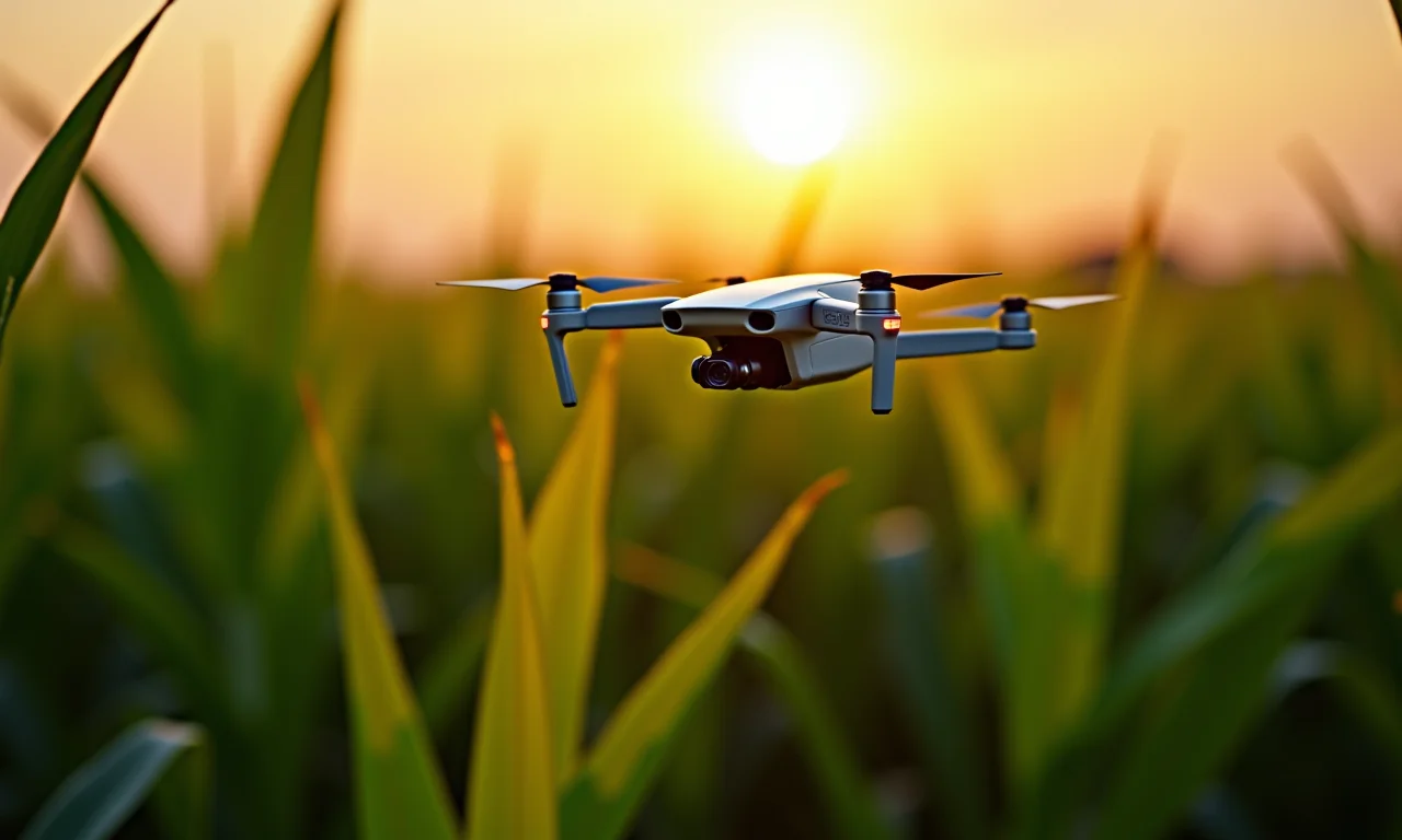 Drone contando plantas e estimando produção de milho.