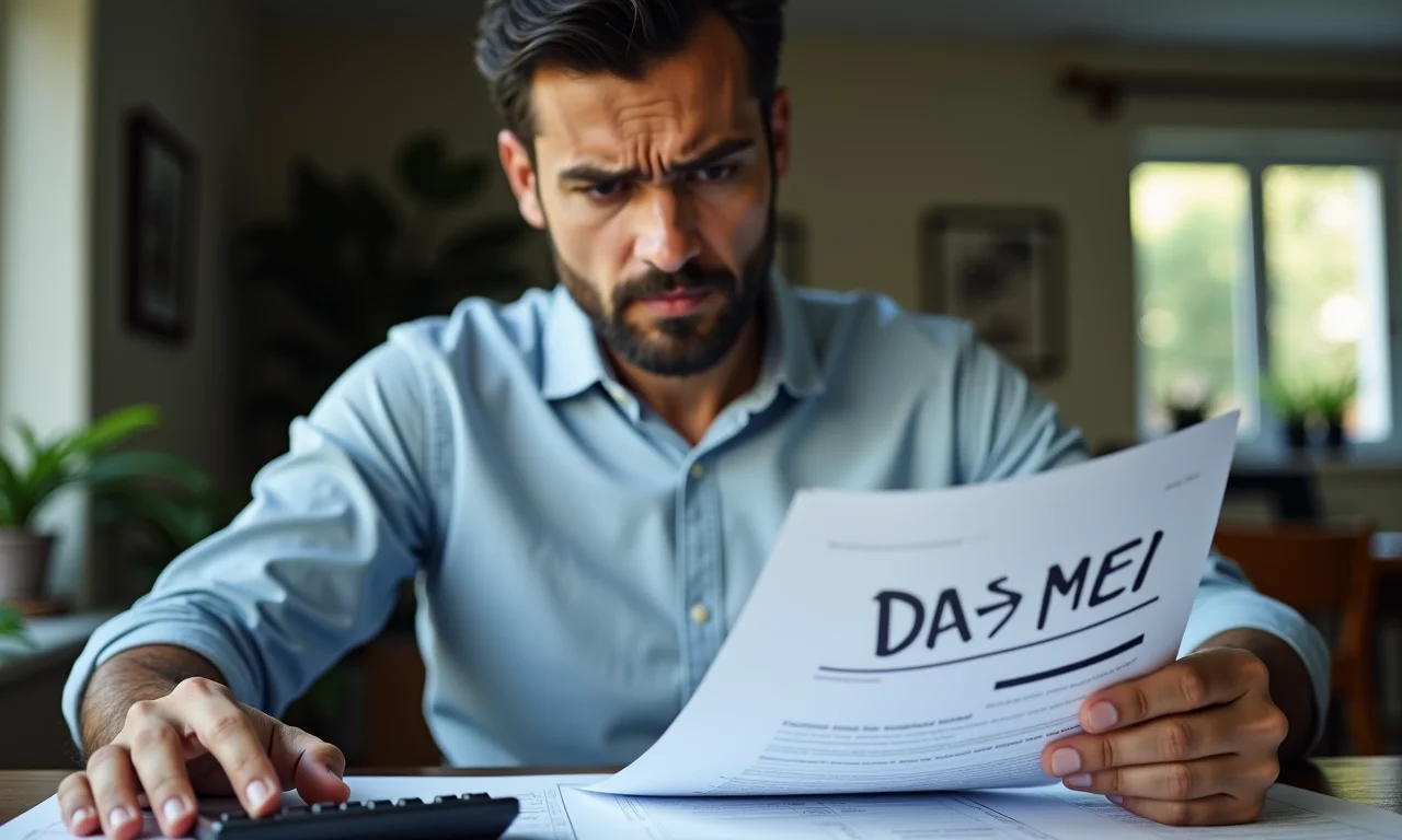Empreendedor brasileiro preocupado com o pagamento mensal do DAS-MEI.