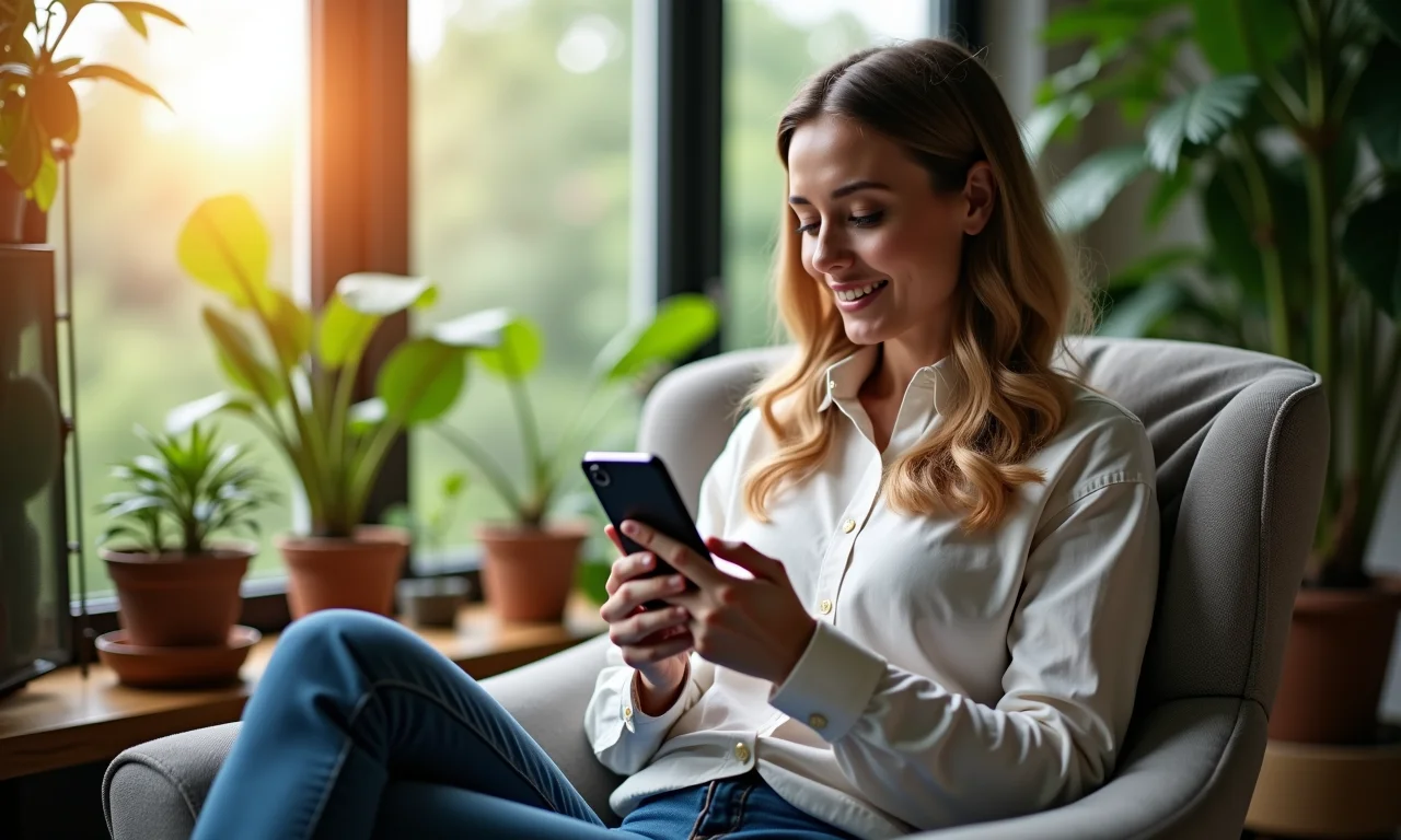 Empreendedor usando aplicativo de meditação guiada.