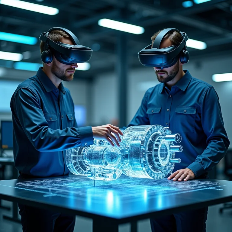 Engenheiros projetando com realidade mista