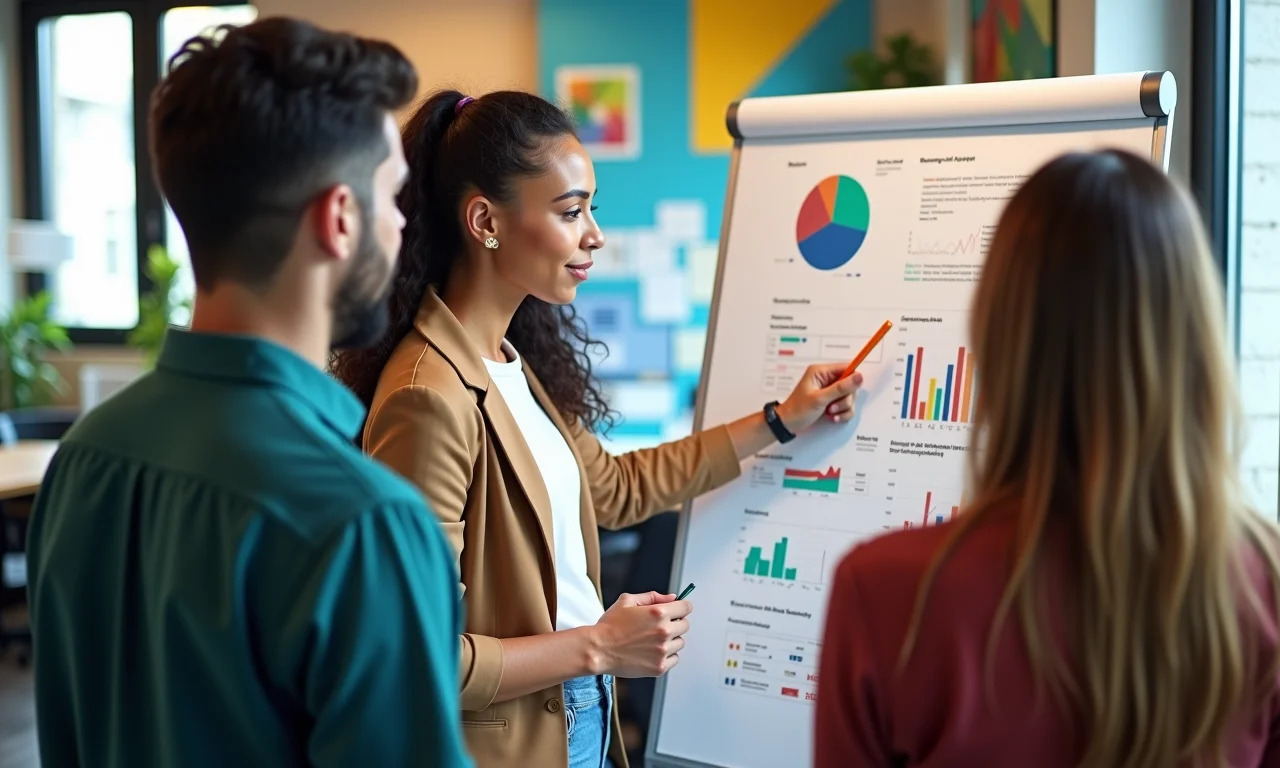 Equipe analisando dados em escritório para validação do cliente.
