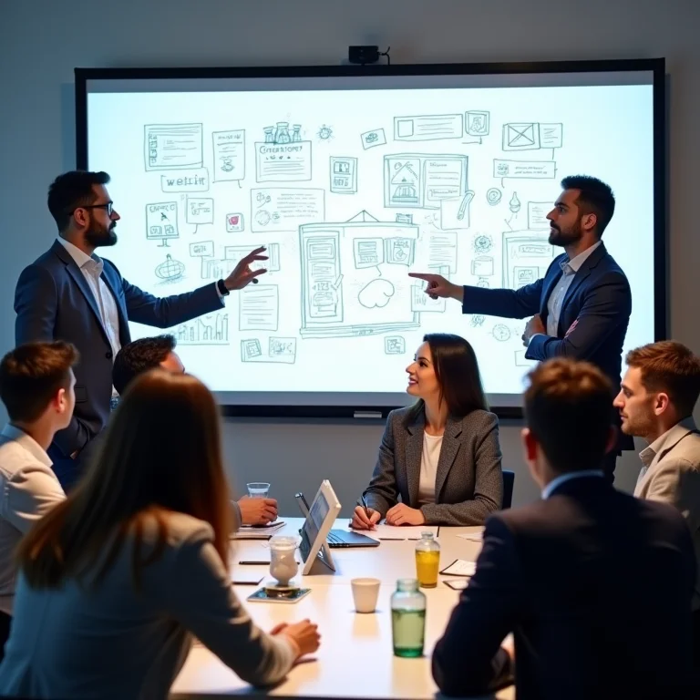 Equipe criando conteúdo em diversos formatos.