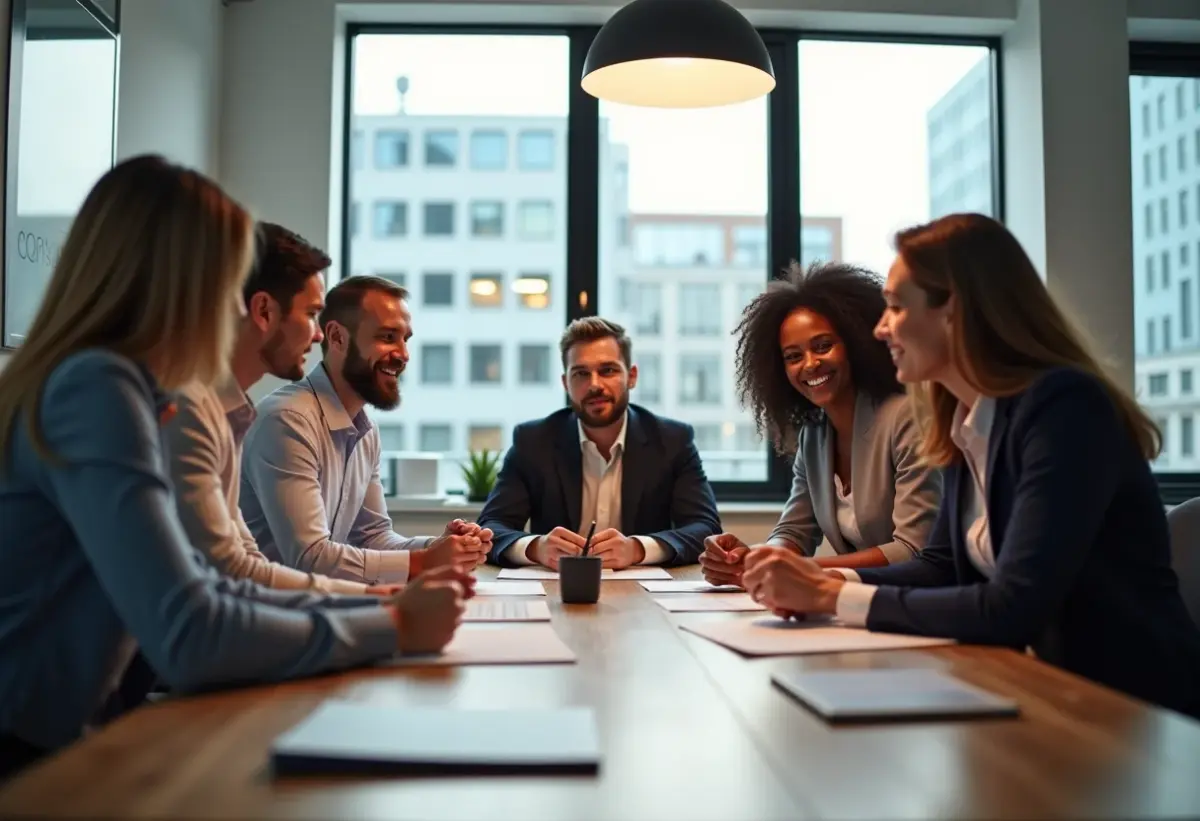 Equipe diversa colaborando em uma sessão de brainstorming