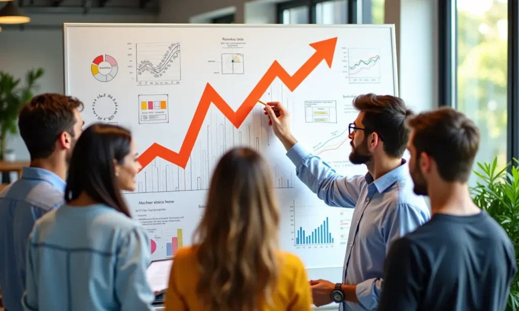 Equipe diversa trabalhando em conjunto para impulsionar o crescimento da empresa.