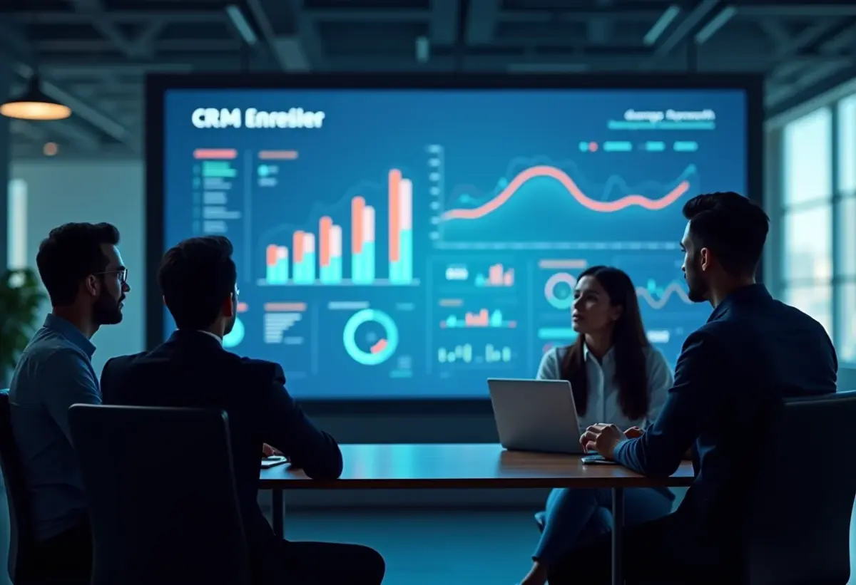 CRM: O que é, para que serve e como escolher o ideal Equipe diversificada analisando dados de CRM em escritório moderno