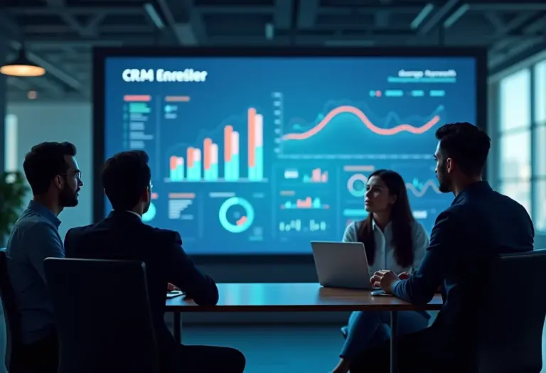CRM: O que é, para que serve e como escolher o ideal Equipe diversificada analisando dados de CRM em escritório moderno